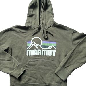 Marmot Olive Green Hoodie with Graphic Design